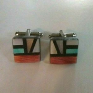 Navajo Elgin Hoskey Turquoise Sterling Cufflinks